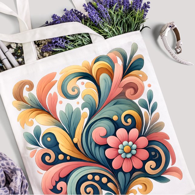 Sac fourre-tout d'art floral coloré (Créateur téléchargé)