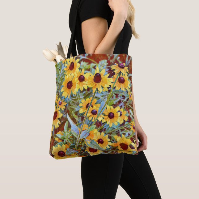 Sac fourre-tout d'art floral Fleur sauvage jaune (De près)