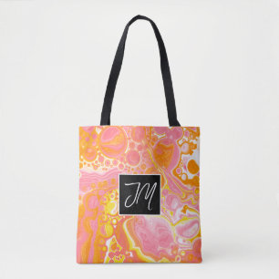 Sac fourre-tout d'art fluide en marbre rose et ora