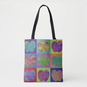 Sac fourre-tout d'art pop violet de pommes