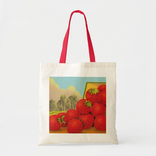 Sac fourre-tout d'art Retro Red Strawberry Farm Cr (Devant)