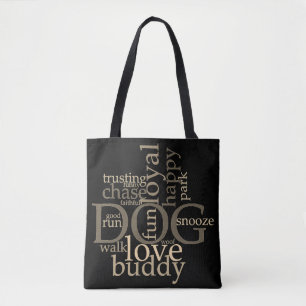 Sac fourre-tout d'art Word de chien