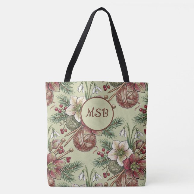 Sac fourre-tout d'artisanat de tricot de Noël (Devant)