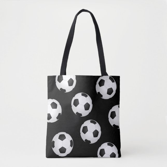 sac fourre-tout de balle de football noir et blanc (Devant)