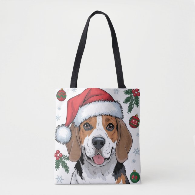 Sac fourre-tout de Beagle de chien de Noël de Noël (Devant)