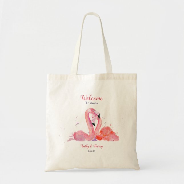 Sac fourre-tout de bienvenue de Pink Flamants rose (Devant)