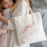 Sac fourre-tout de boule rose<br><div class="desc">Ajoutez une touche d'élégance et de féminité à votre style quotidien avec ce sac fourre-tout chic avec un arc rose délicat et un monogramme initial de script personnalisé. Le design doux et girly est parfait pour un accessoire élégant, ajoutant un accent mignon et tendance à toute tenue. Customisez facilement avec...</div>