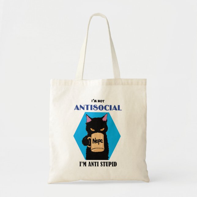 Sac fourre-tout de café avec un chat noir mignon (Devant)