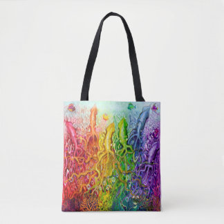 Sac fourre-tout de calmar arc-en-ciel intertissé