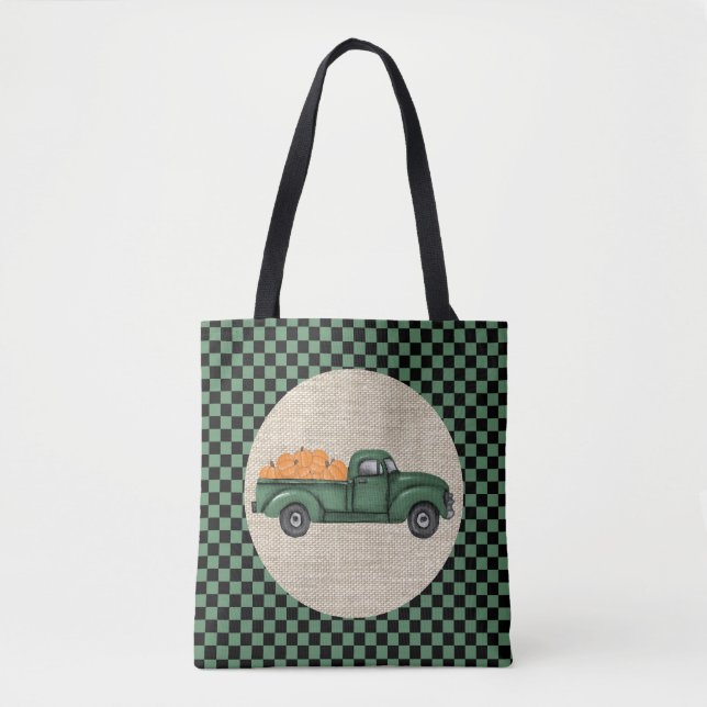 Sac fourre-tout de camion Citrouille vert vintage (Devant)