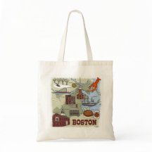 Sac fourre-tout de carte illustrée de Boston
