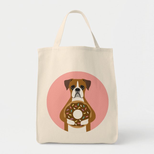 Sac fourre-tout de cercles roses de chien de boxe (Devant)