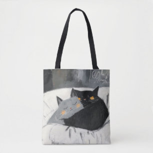 Sac fourre-tout de chat, dessin à la main, jolie i