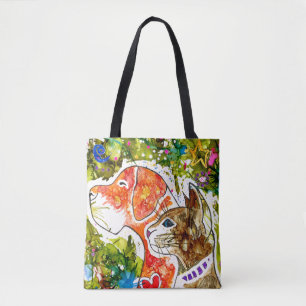 Sac fourre-tout de chien et de chat mignon et colo