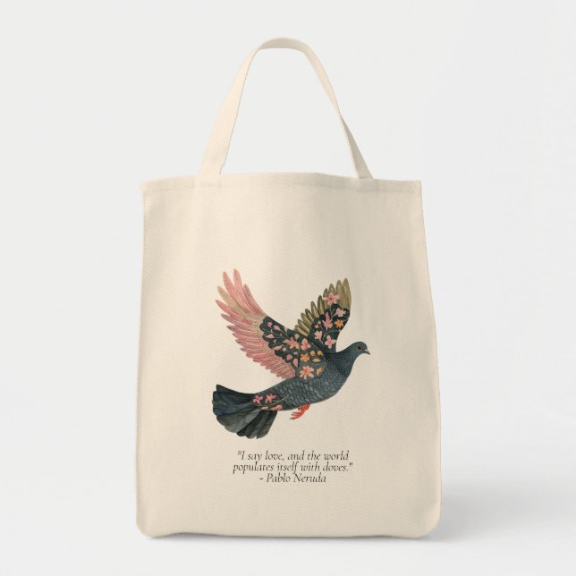 Sac fourre-tout de citation de Pablo Neruda (Devant)