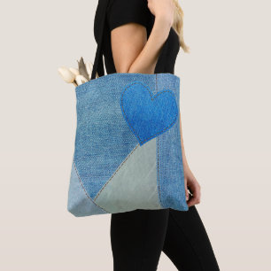 Sac fourre-tout de coeur Blue Denim