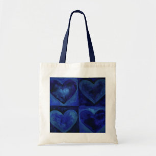 Sac fourre-tout de Coeurs Abstraits Blue Gouache