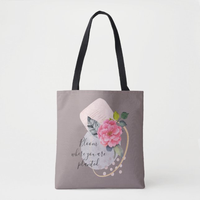 Sac fourre-tout de collage floral en floraison (Devant)