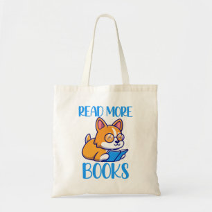 Sac fourre-tout de corgi mignon lisant un livre