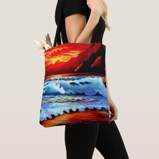 Sac fourre-tout de coucher de soleil sur la plage  (De près)