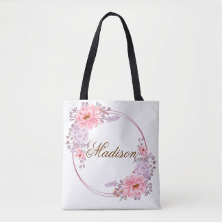 Sac fourre-tout de couronne de fleurs rose/violet