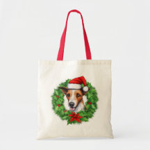 Sac fourre-tout de couronne de Noël Fox Terrier