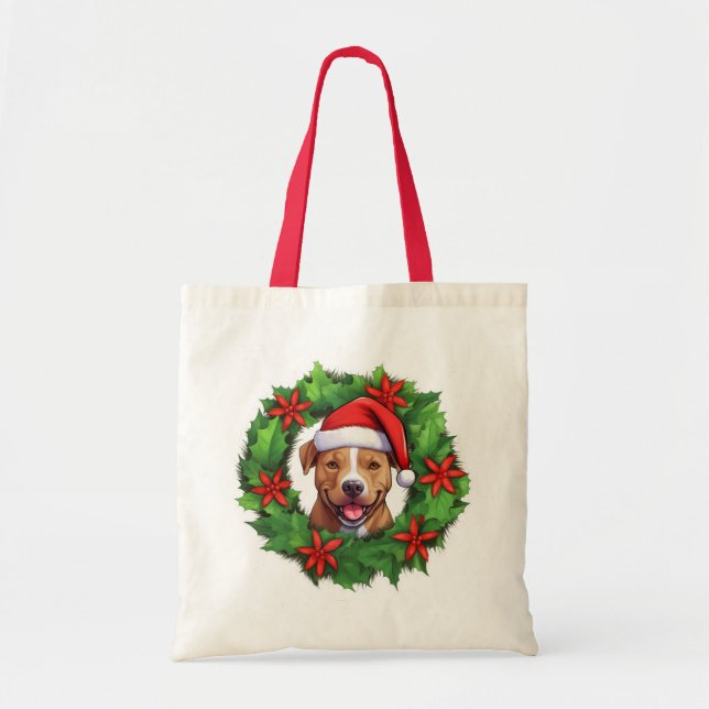 Sac fourre-tout de couronne de Noël Pit Bull (Devant)