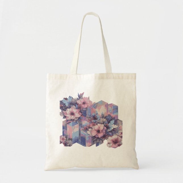 Sac fourre-tout de design floral teinté futurisme (Devant)