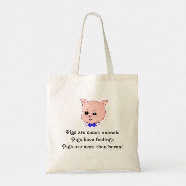 Sac fourre-tout de dessin animé de cochon mignon (Dos)