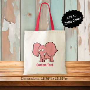 Sac fourre-tout de dessin animé éléphant rose