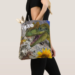Sac fourre-tout de dinosaure floral de tournesol