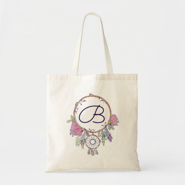 Sac fourre-tout de Dreamcatcher Boho Monogram (Devant)