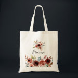 Sac fourre-tout de femme de chambre à la florale é<br><div class="desc">Cet élégant sac fourre-tout de femme de chambre fleurie printanière est le cadeau mariage parfait pour présenter vos demoiselles d'honneur et votre servante d'honneur pour un mariage simple. Le design est composé de belles fleurs peintes à la main rose,  rousse,  bleue et bordeaux,  associées à un feuillage vert.</div>