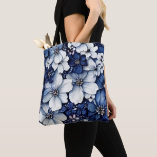 Sac fourre-tout de fleurs 3d bleu pour femmes et f