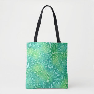 sac fourre-tout de fleurs de batik vert