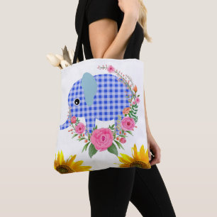 Sac fourre-tout de fleurs de tournesol bleu élépha