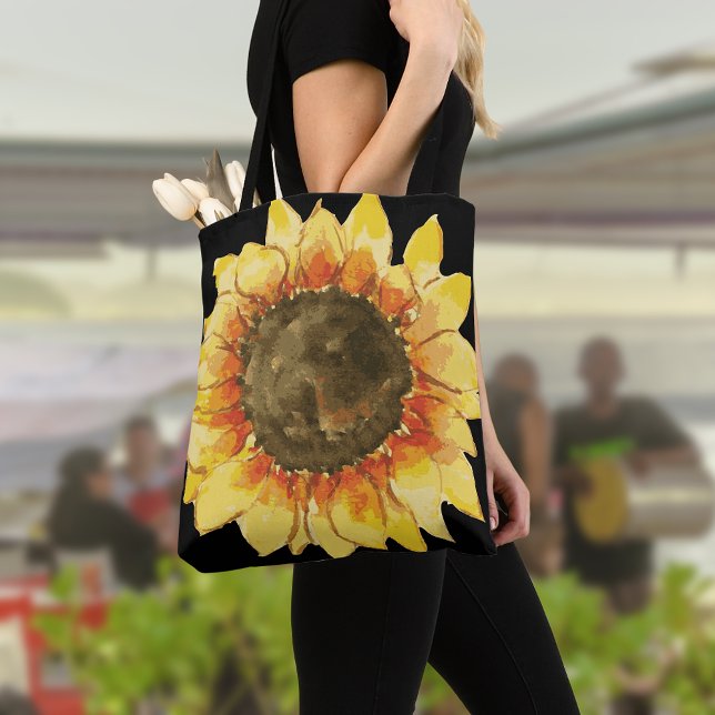 Sac fourre-tout de fleurs de tournesol d'aquarelle (Créateur téléchargé)