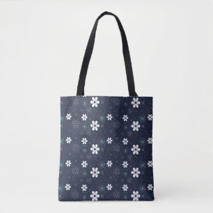 sac fourre-tout de fleurs d'hiver de minuit