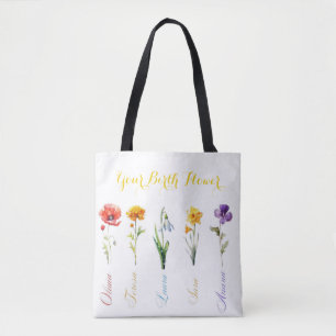 Sac fourre-tout de fleurs du mois de naissance