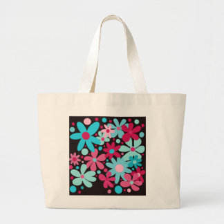 Sac fourre-tout de fleurs funky bleu et rose.
