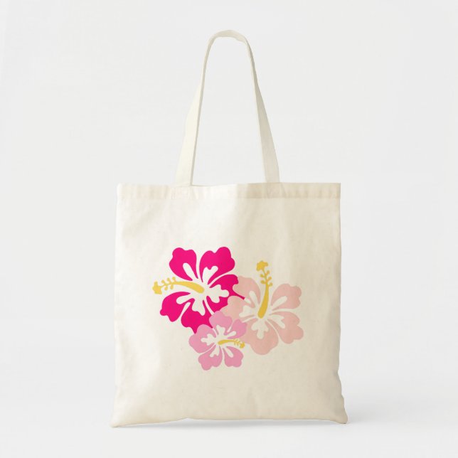 Sac fourre-tout de fleurs hawaïennes roses (Devant)