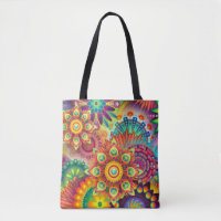sac fourre-tout de fleurs psychédéliques