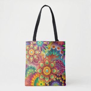sac fourre-tout de fleurs psychédéliques