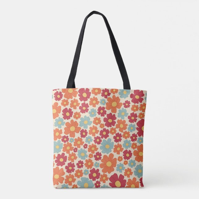 Sac fourre-tout de fleurs rétro (Dos)