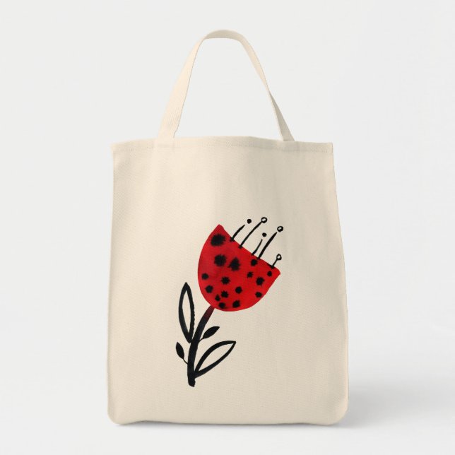Sac fourre-tout de fleurs rouges en gras (Devant)