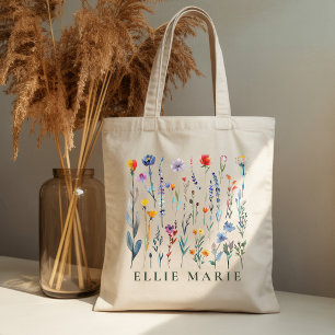 Sac fourre-tout de fleurs sauvages personnalisé, c