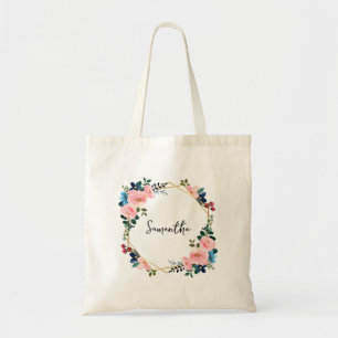 Sac fourre-tout de fleurs vert et rose