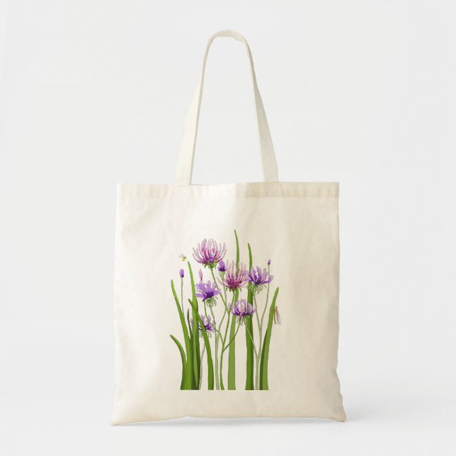 Sac fourre-tout de fleurs violettes et de bogues (Devant)