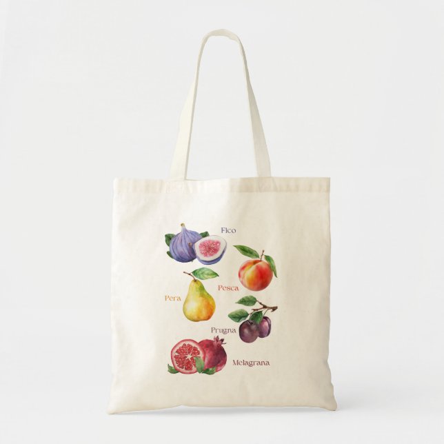 Sac fourre-tout de fruits italiens Mots italiens s (Devant)