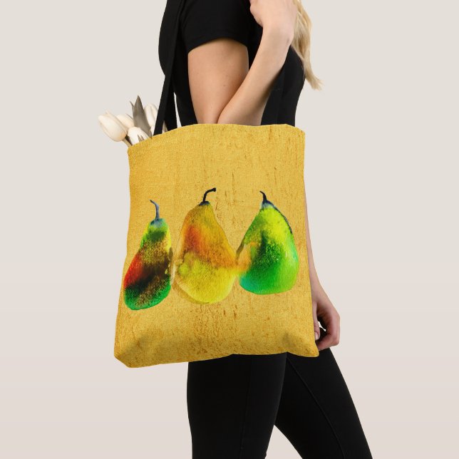 Sac fourre-tout de fruits vert à l'eau poire (De près)